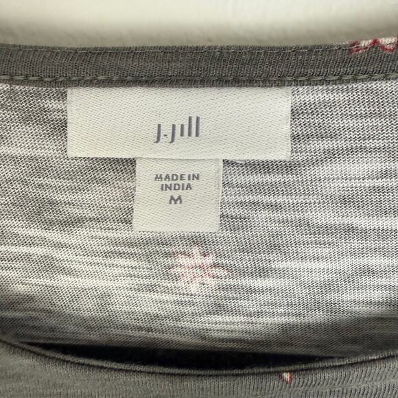 J. Jill Womens Caraway Sheath Short Sleeve Floral Pockets Grey/Red Dress Medium - Picture 7 of 9